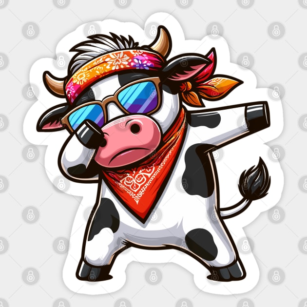 Dabbing Kawaii Cow Sticker by JessArty